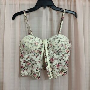 Floral Cream crop corset Top